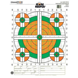 Champion Scorekeeper Targets Fluorescent Orange & Green Bull - 100 yd. Rifle Sight-In, 12/Pack